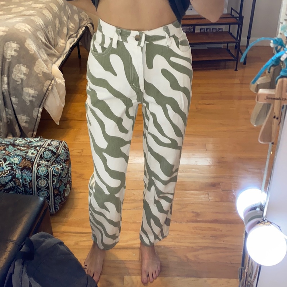 Zebra denim pants